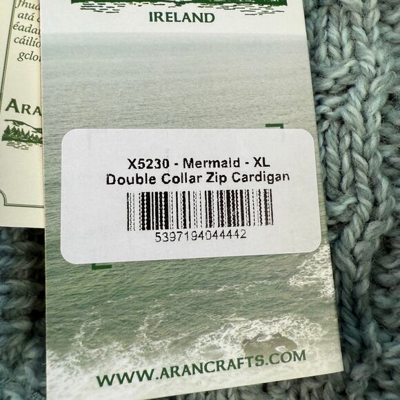 NWT Aran Crafts Irish Women's Double Collar Zip Cardigan (100% Merino Wool) XL - Picture 11 of 12